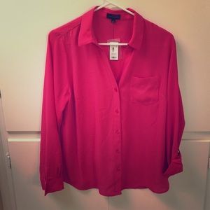 Limited button up magenta collar blouse